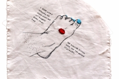 Hookup, dessin et broderie sur chute de tissu, 2014